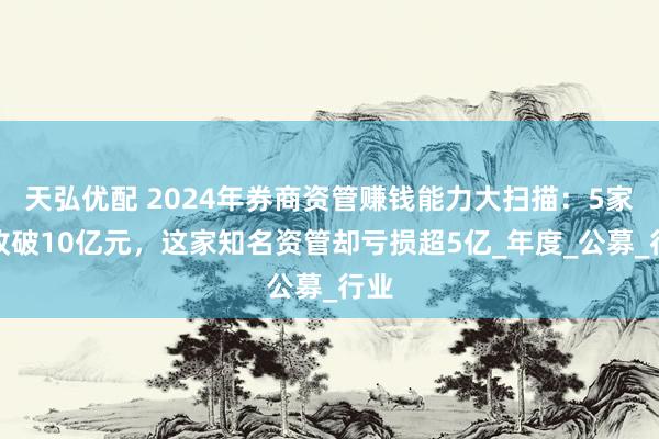 天弘优配 2024年券商资管赚钱能力大扫描：5家营收破10亿元，这家知名资管却亏损超5亿_年度_公募_行业