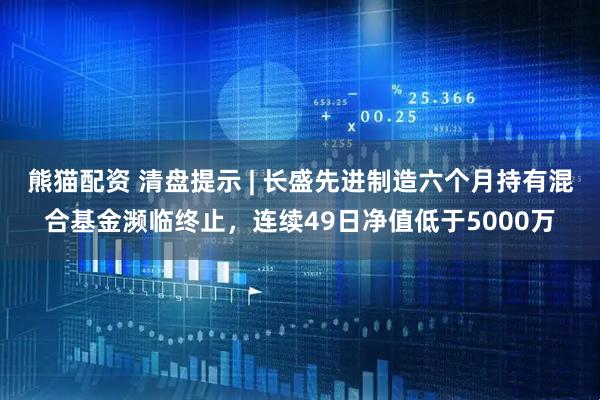 熊猫配资 清盘提示 | 长盛先进制造六个月持有混合基金濒临终止，连续49日净值低于5000万